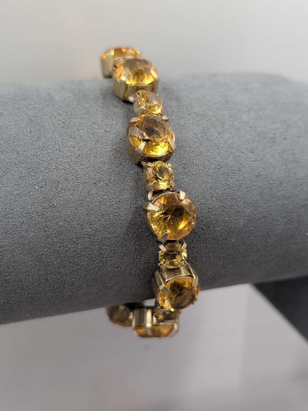 J.Crew Golden Yellow Champagne Crystal Stretch Statement Bracelet | M297